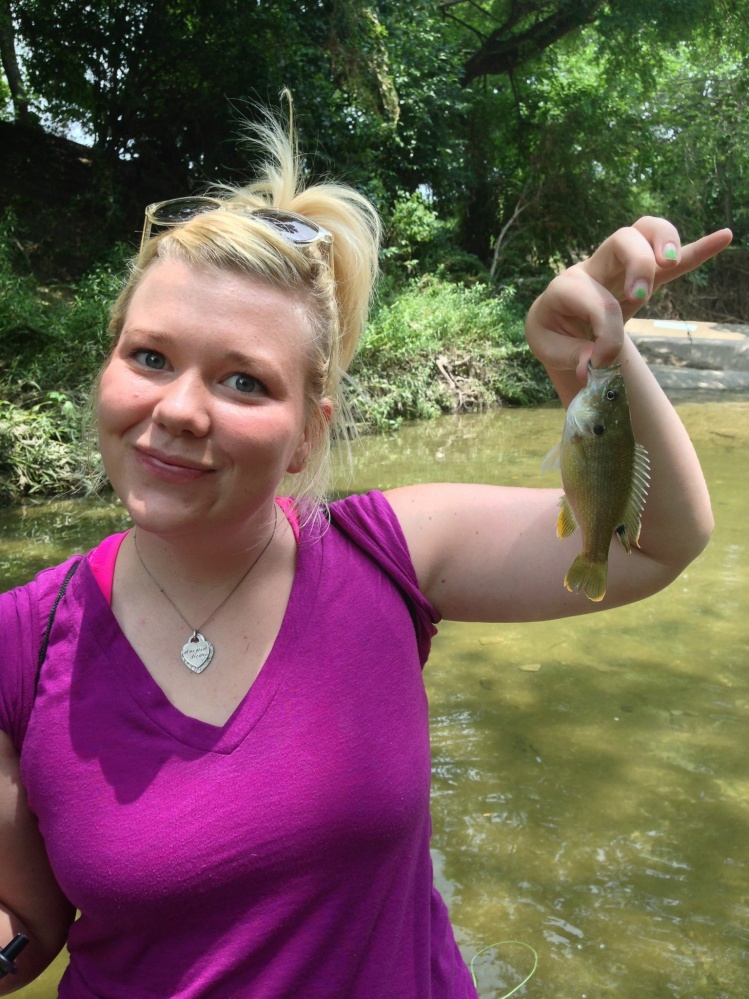 Mackenzie with another green sunfish! I think she had caught 6 or 7 by this point.