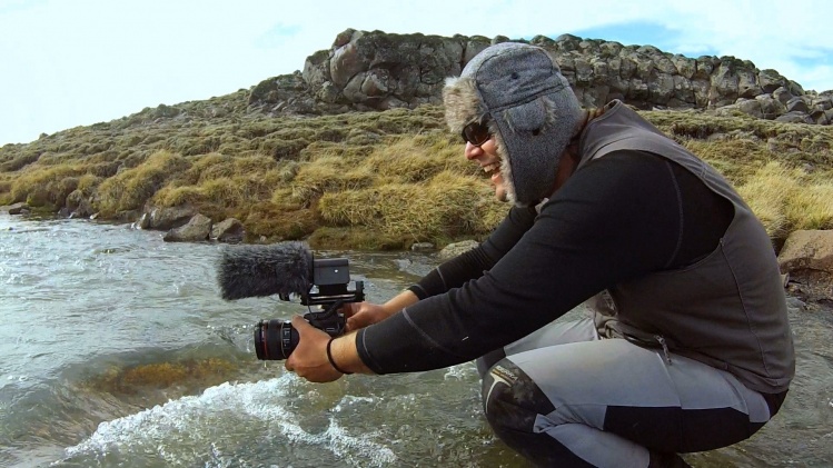 filming the documentary in Jurassic Lake