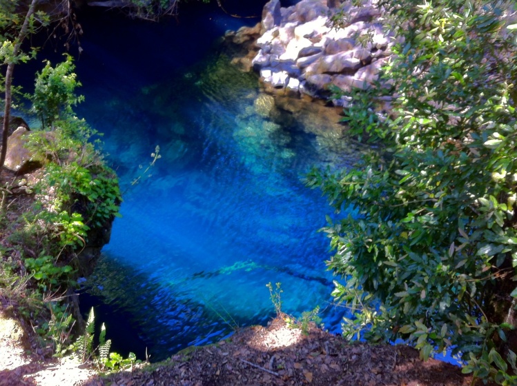 turquoise waters of the las cabras river, Pucon, Chile
