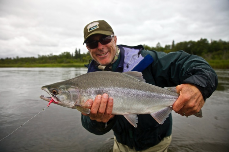 John and a nice Pink salmon on the fly.....one of many that fight just like a big trout!