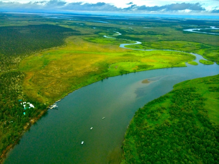 A great aerial photo showing our proximity to Bristol Bay in the background.