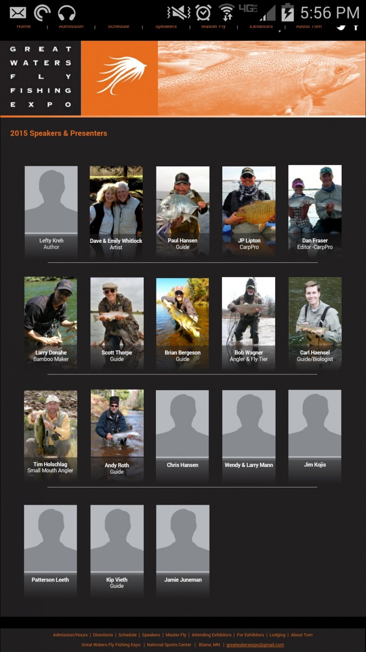 Look at that lineup for Great waters flyfishing expo.  If you're anywhere near Minneapolis, you must get here.