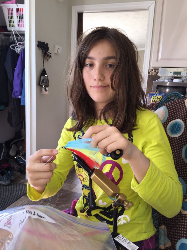 My daughter tying a big fly :0)