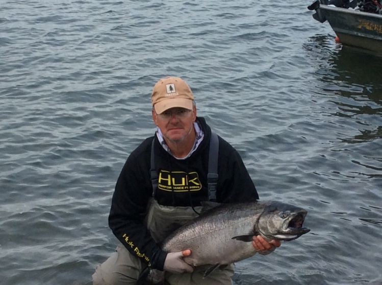 This was my big one for the season . She was right at 41 3/4" . My friend James Gibbs put me on her down by Flat Nose Henry's , on the Naknek River. 