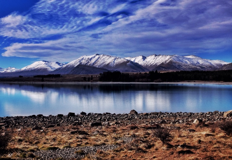 Winter canal fishing for giant trout. Couldn't resist photographing lake Pukaki as I passed. South island. New Zealand.