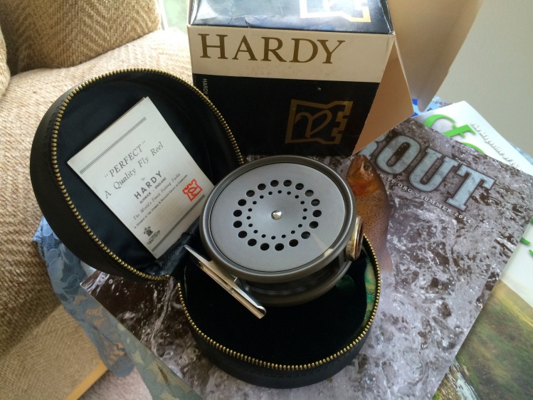 Found on craigslist; a new-in-box Hardy, Perfect 3 3/8". A Harris &amp; Sheldon era (late '67-'85'), has a silicon rather than agate line guide.  I got a good deal but not an awesome deal and missed out on a St. Aidan.