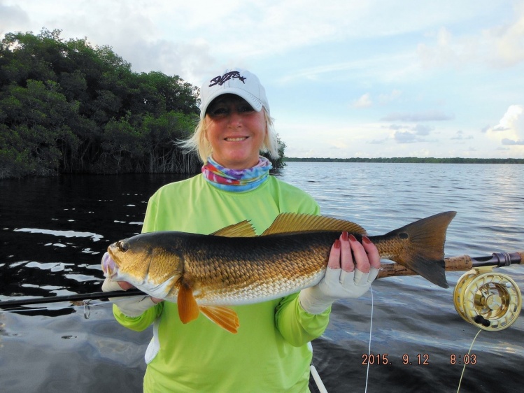 Her first redfish on fly.