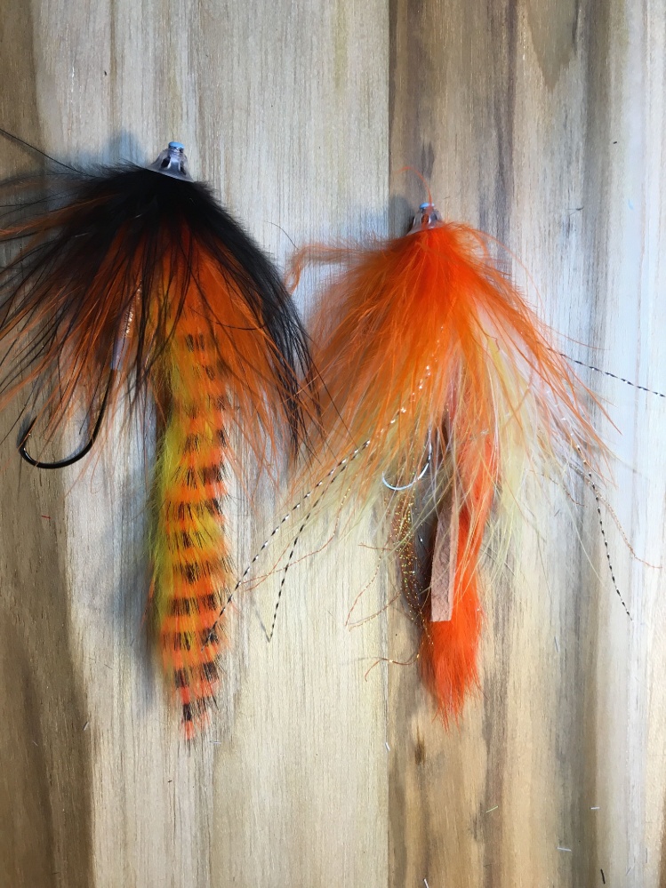 Some Halloween/autumn colored Salmon tube flies I am going to try tomorrow.